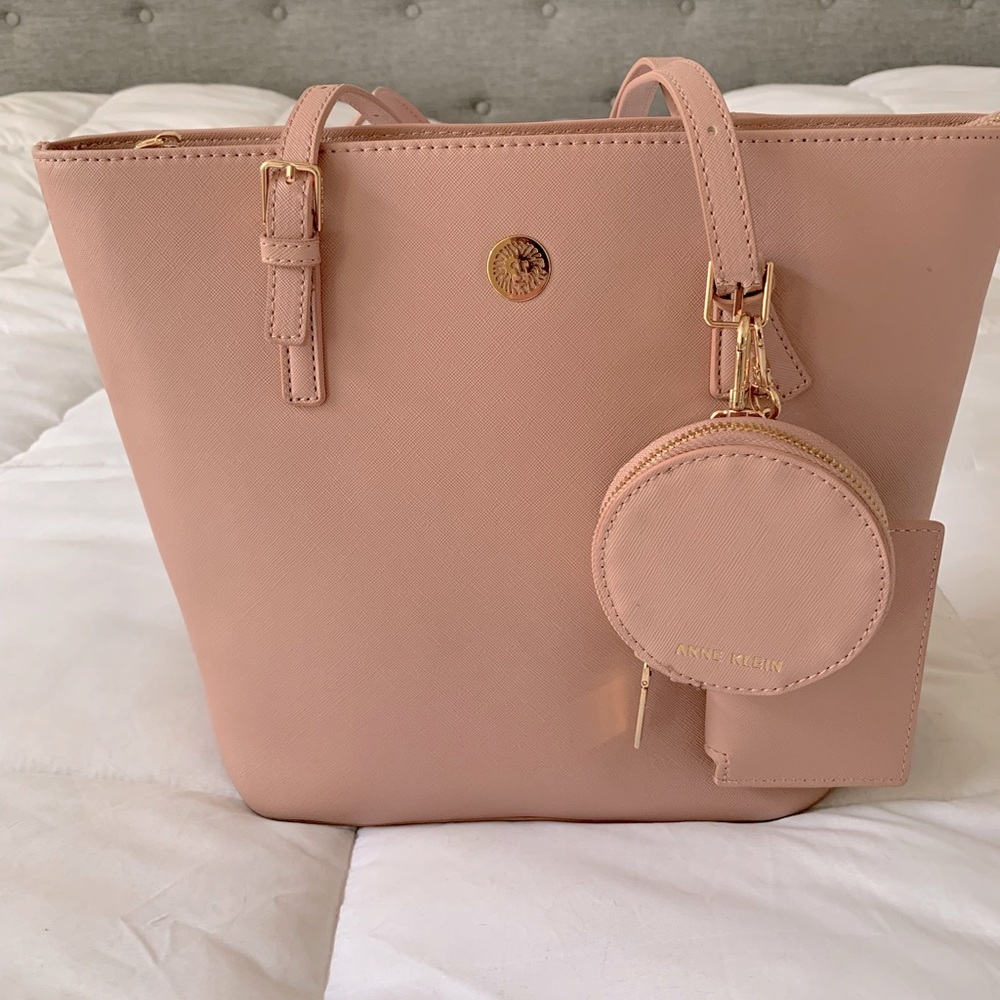 Anne Klein Pink Tote with Gold Accents
